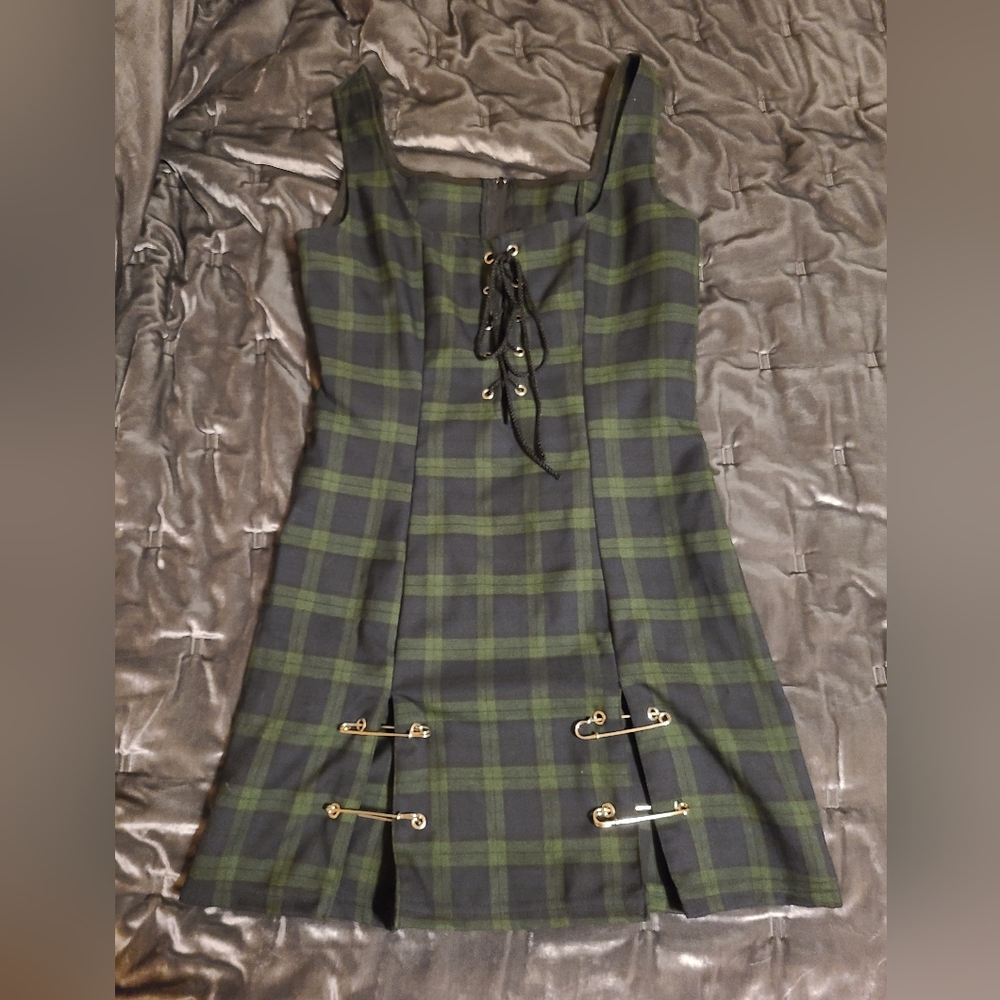 Lip Service Navy/Green Tartan Mini